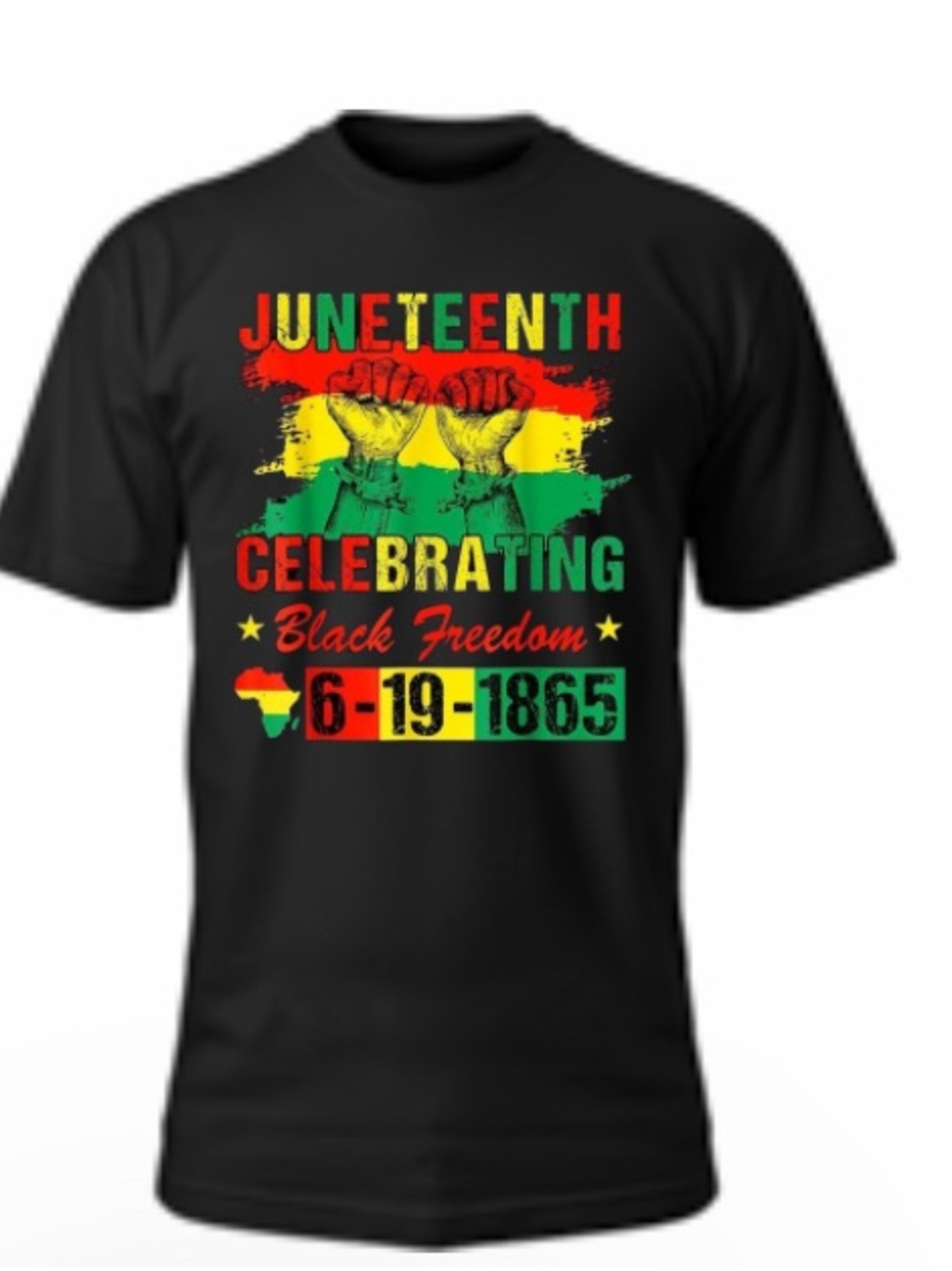 Gildan Black Juneteenth Tee with Red, Yellow, Green